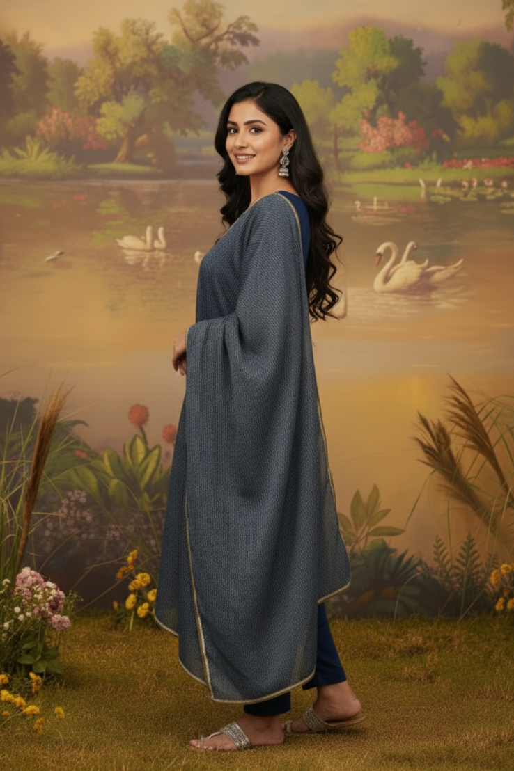 ROYAL BLUE CHANDERI SUIT SET