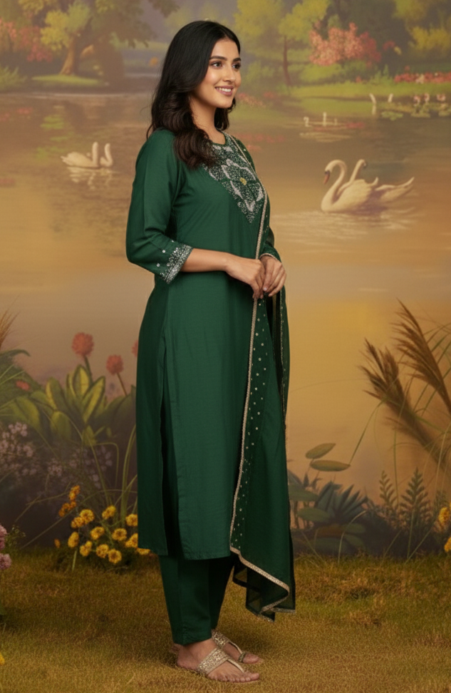 FOREST MUSE CHANDERI SUIT SET