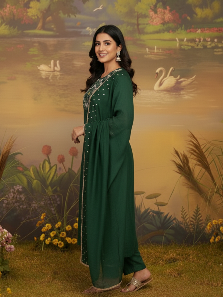 FOREST MUSE CHANDERI SUIT SET