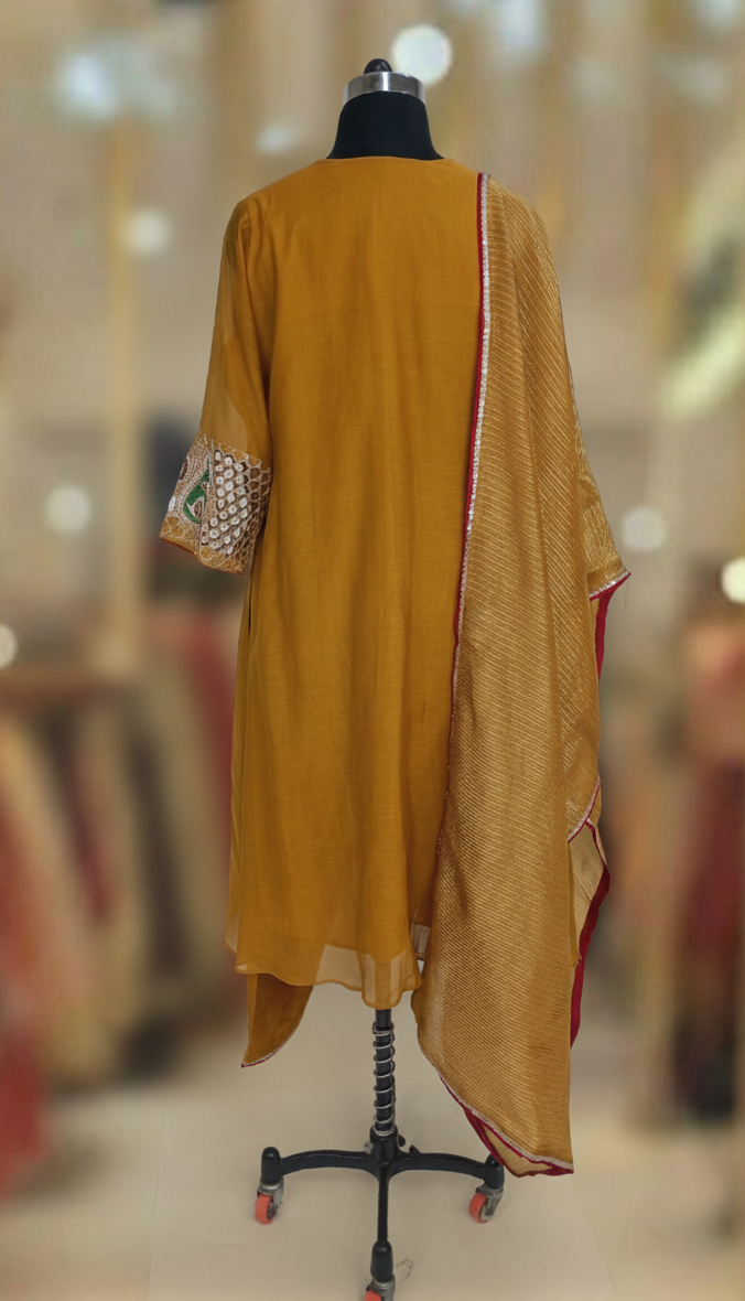 MUSTARD MUSE CHANDERI SUIT SET