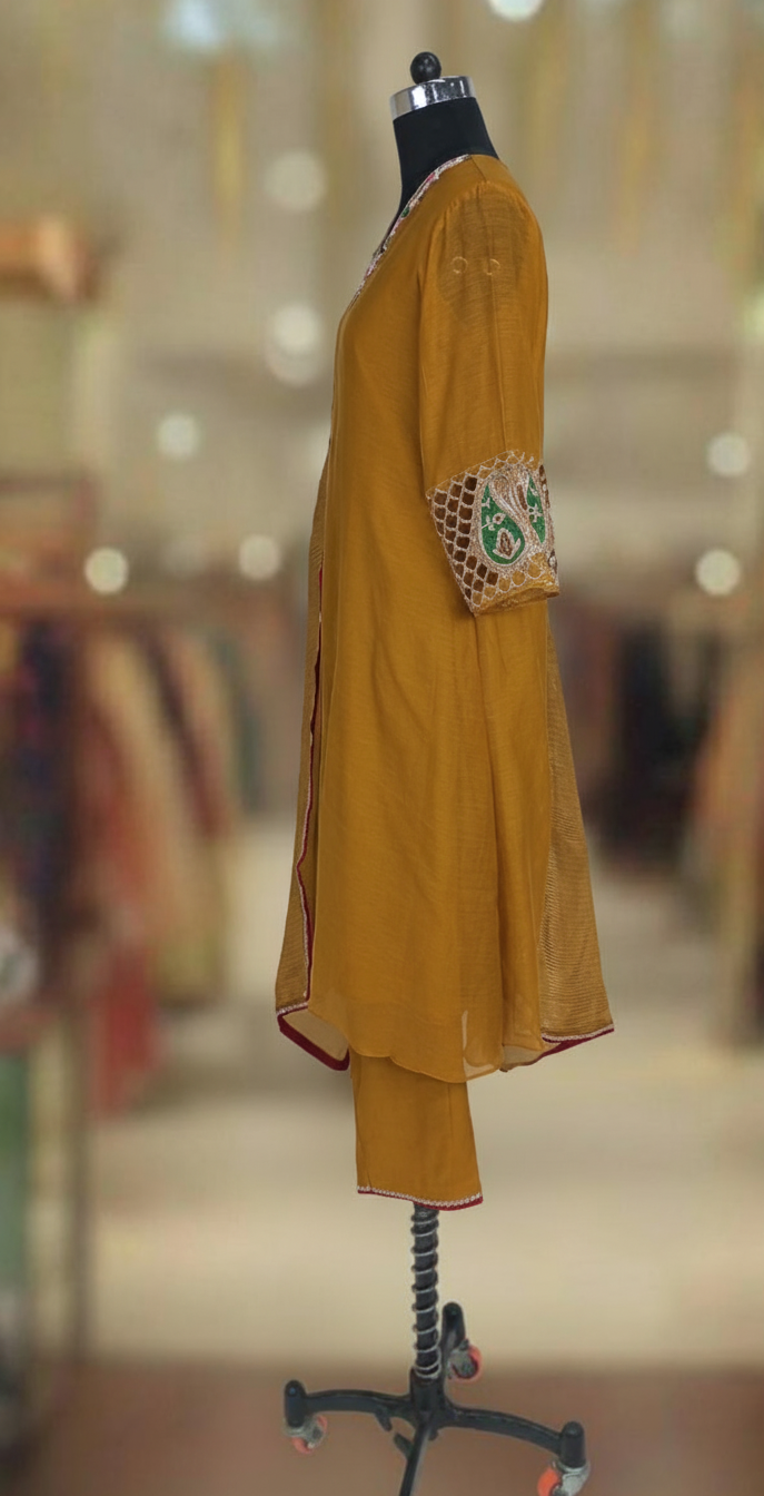 MUSTARD MUSE CHANDERI SUIT SET