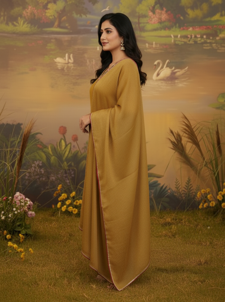MUSTARD MUSE CHANDERI SUIT SET