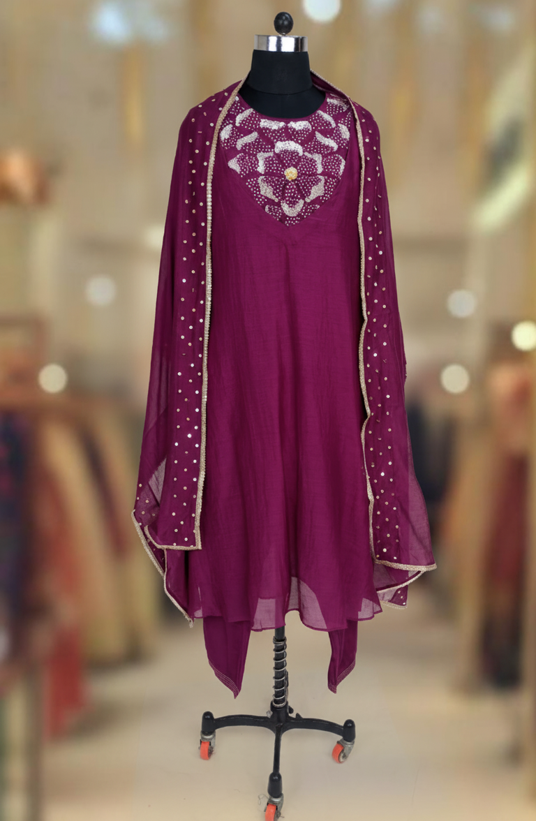 REGAL REDIANCE PURPLE CHANDERI SUIT SET