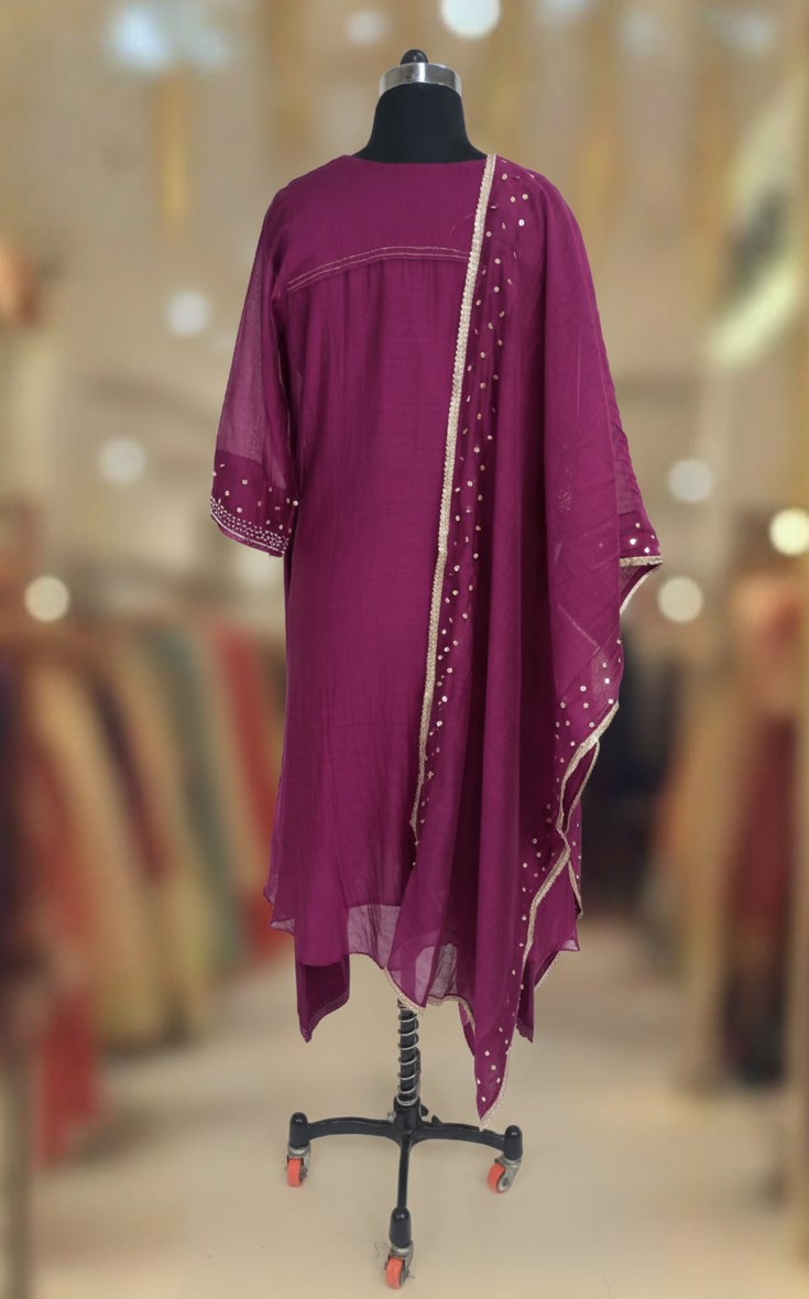 REGAL REDIANCE PURPLE CHANDERI SUIT SET