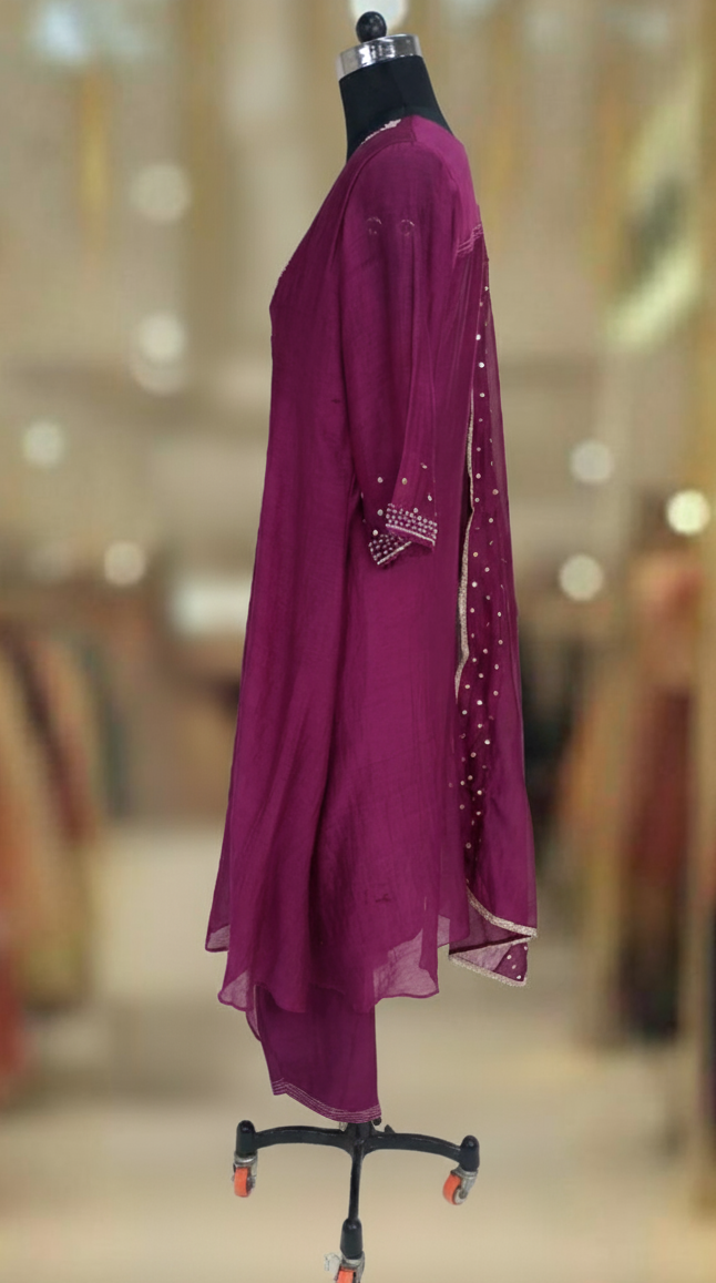 REGAL REDIANCE PURPLE CHANDERI SUIT SET