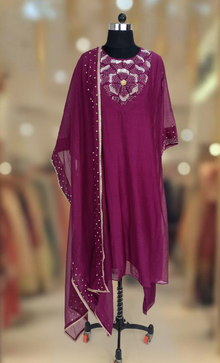 REGAL REDIANCE PURPLE CHANDERI SUIT SET