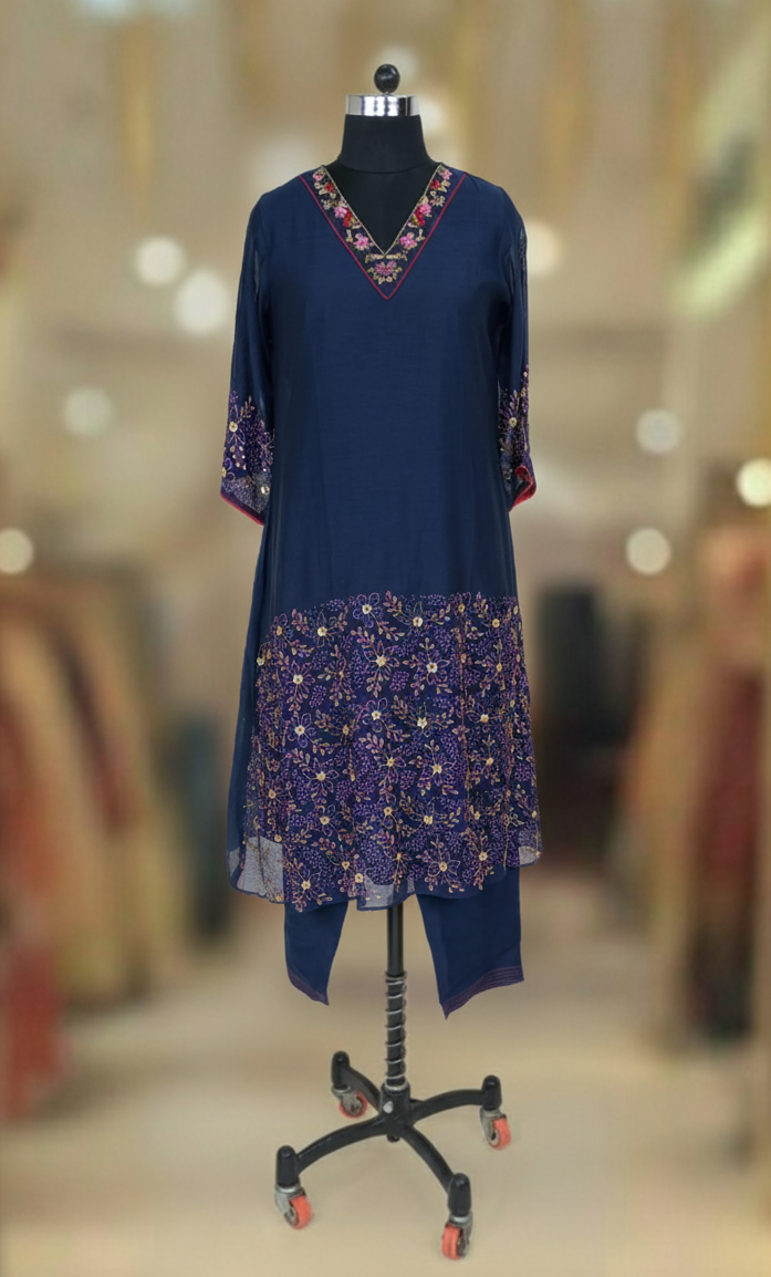 ROYAL BLUE CHANDERI SUIT SET