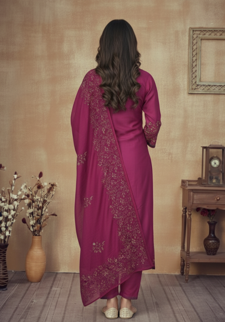 RANI PINK CHANDERI SUIT SET