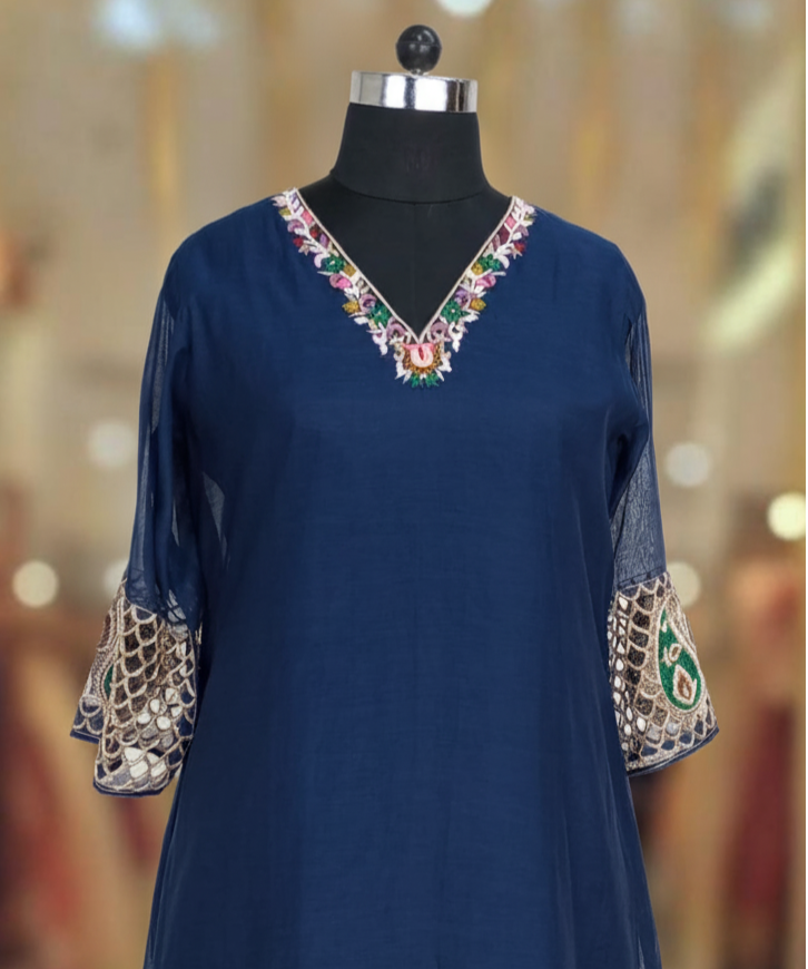 ROYAL BLUE CHANDERI SUIT SET