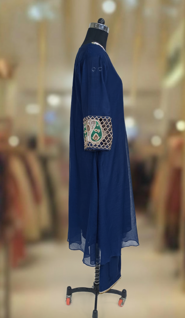 ROYAL BLUE CHANDERI SUIT SET