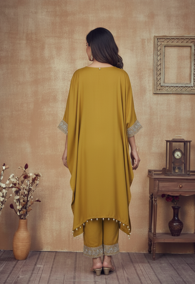 MUSTARD YELLOW KAFTAN SET