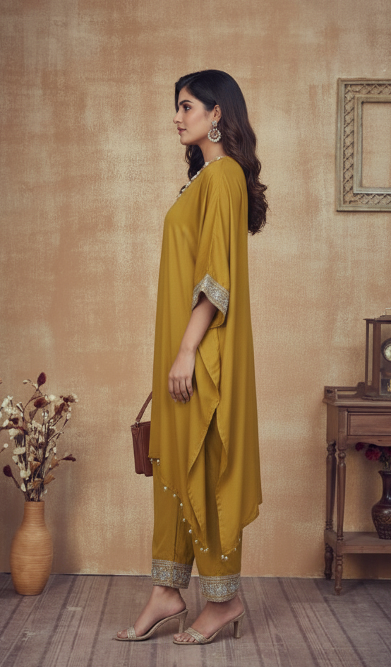 MUSTARD YELLOW KAFTAN SET