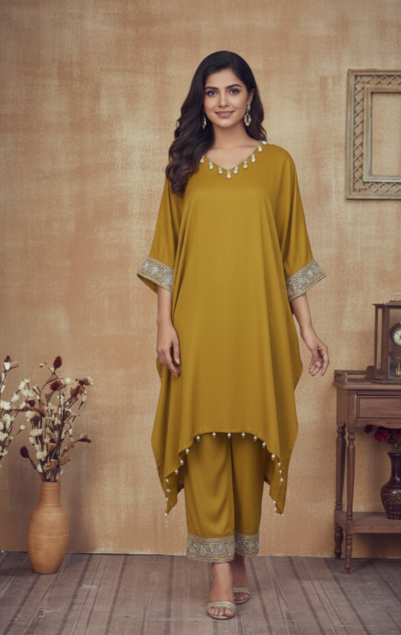 MUSTARD YELLOW KAFTAN SET