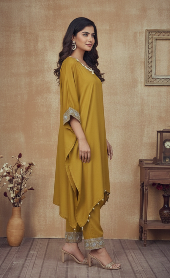 MUSTARD YELLOW KAFTAN SET