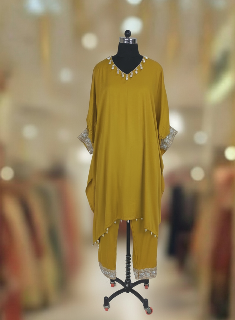 MUSTARD YELLOW KAFTAN SET