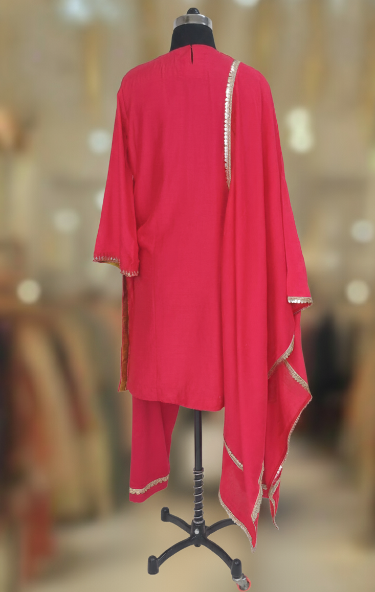 RED TUSSAR SILK SUIT SET