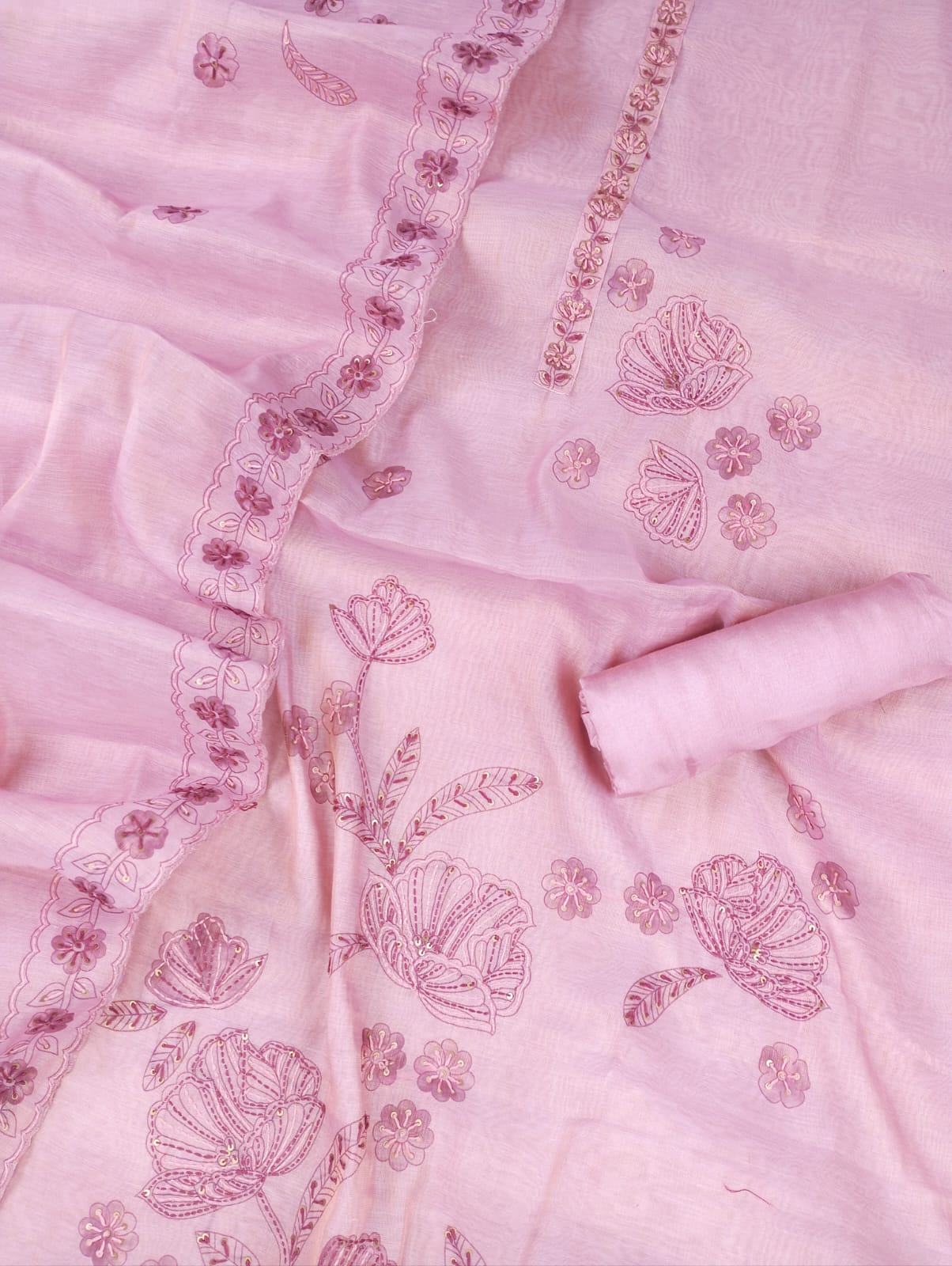 BLUSH BLOOSOM EMBROIDERED SUIT SET