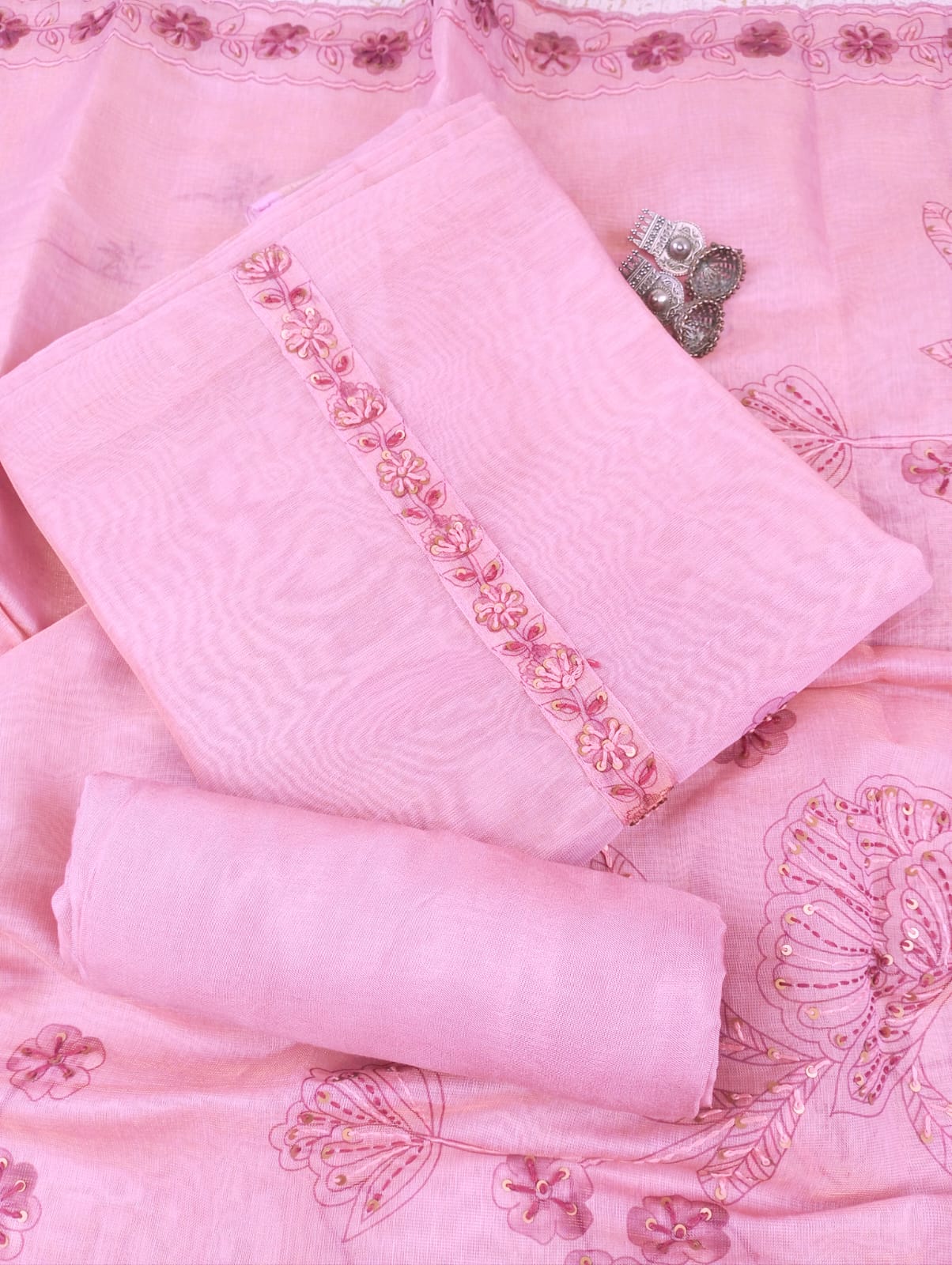 BLUSH BLOOSOM EMBROIDERED SUIT SET