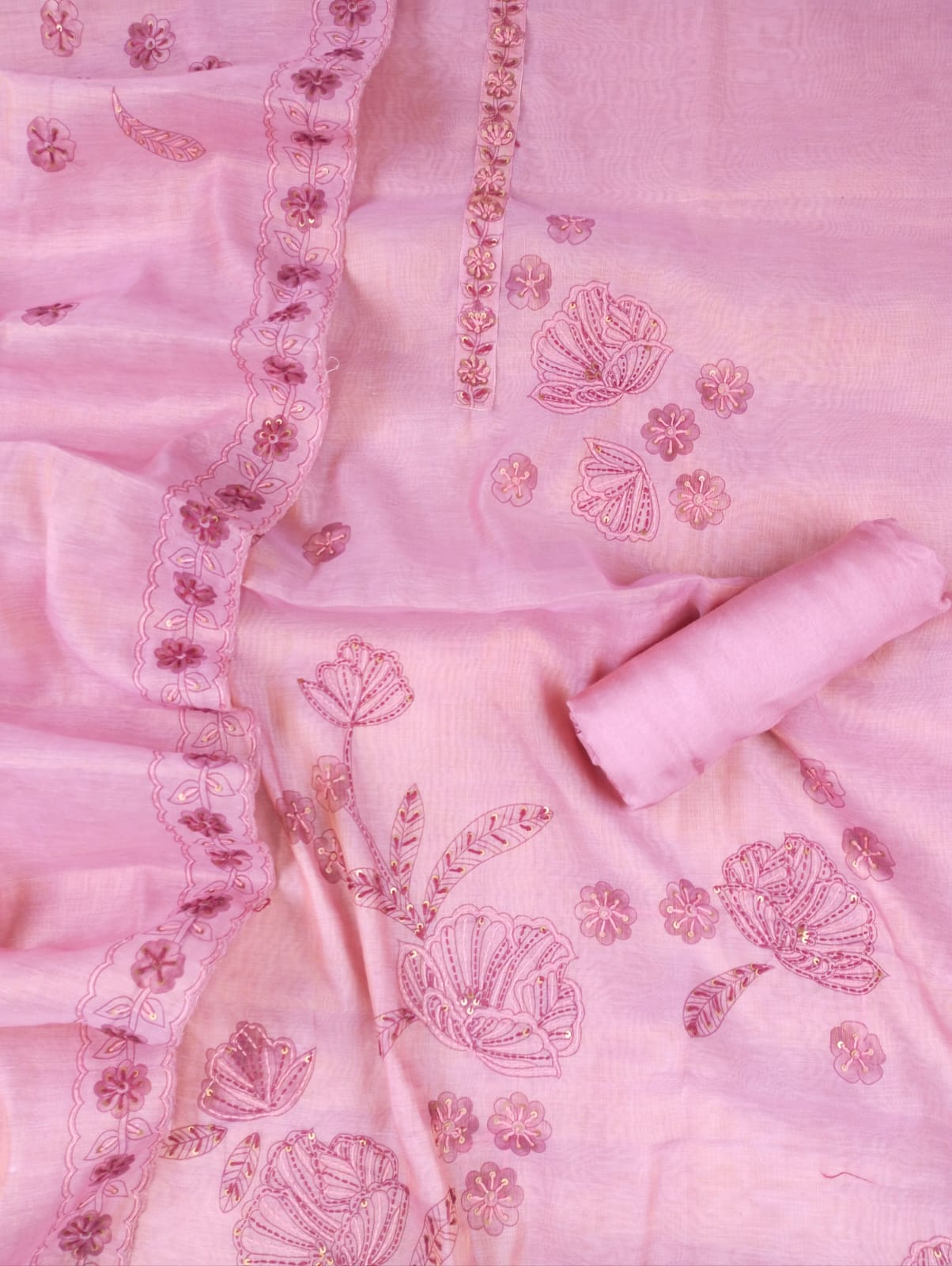 BLUSH BLOOSOM EMBROIDERED SUIT SET