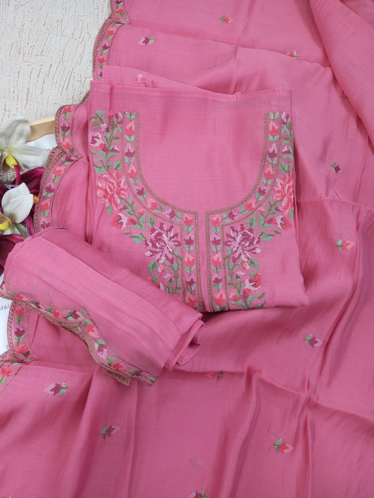 RANGREZA- RANI MUL-CHANDERI SUIT SET