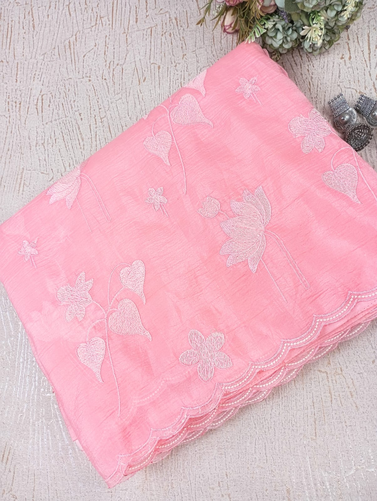 PINK EMBROIDERED SAREE