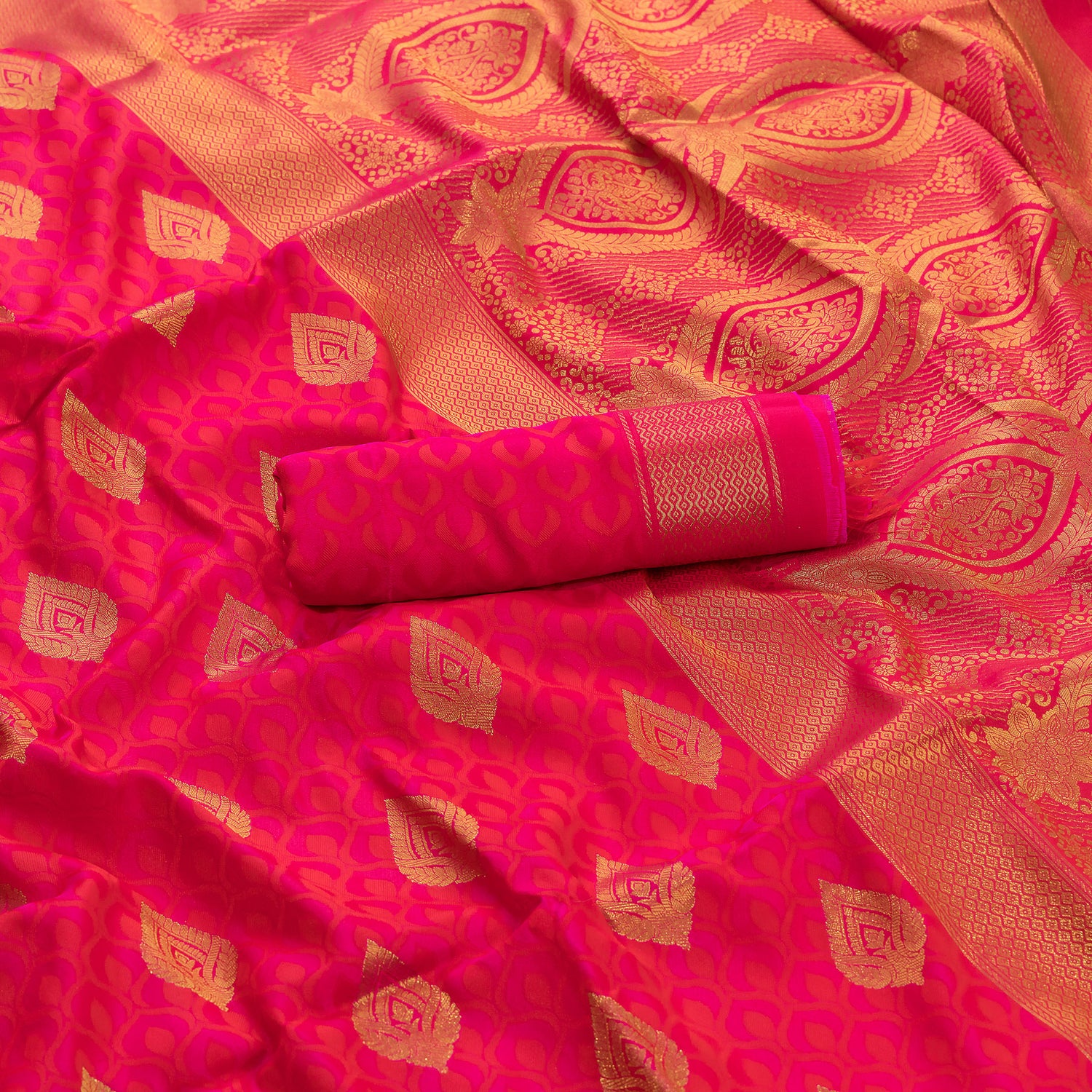 Pink Banarasi Silk Saree with Golden Pallu