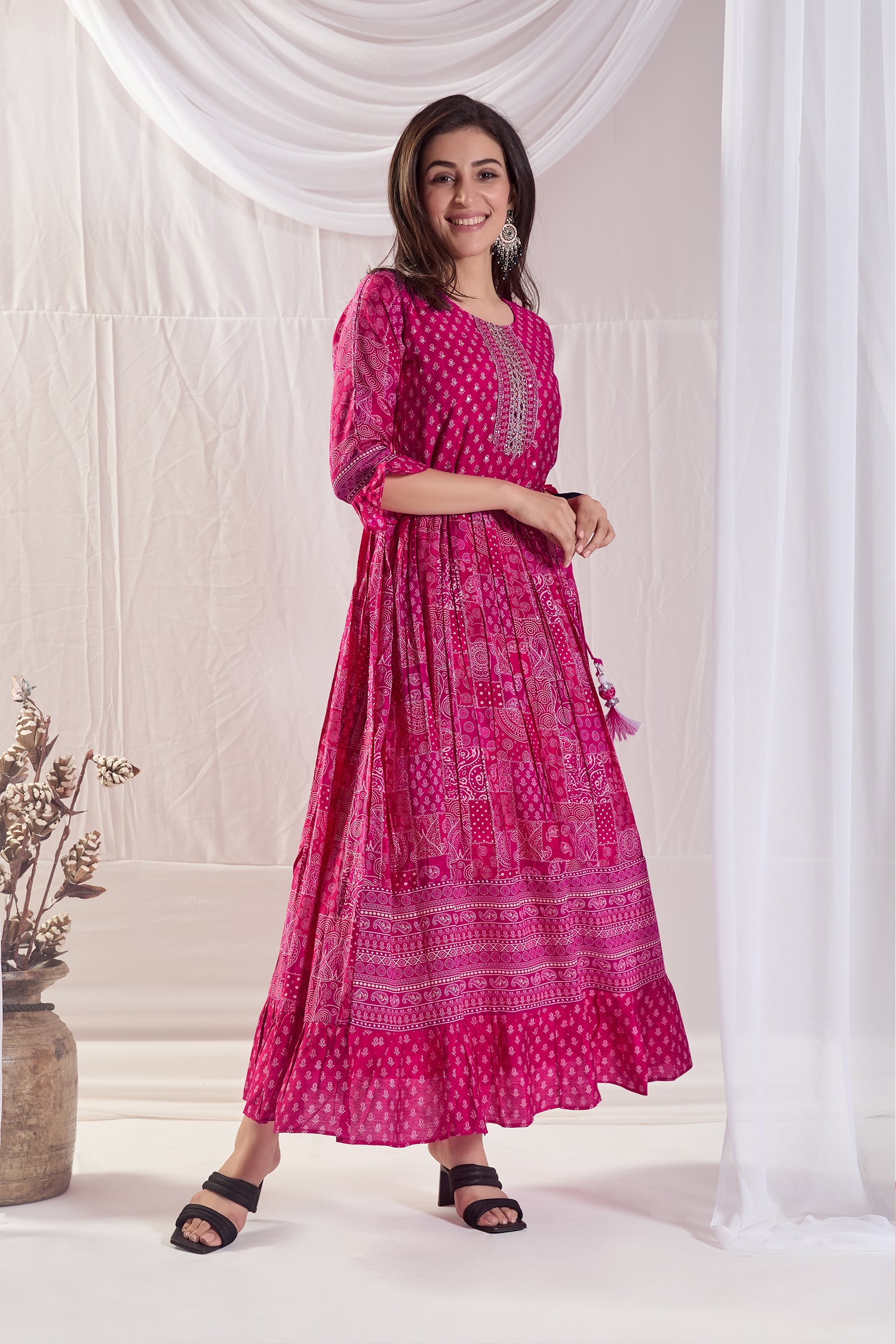 Stylish Rani Muslin Silk Long Dress