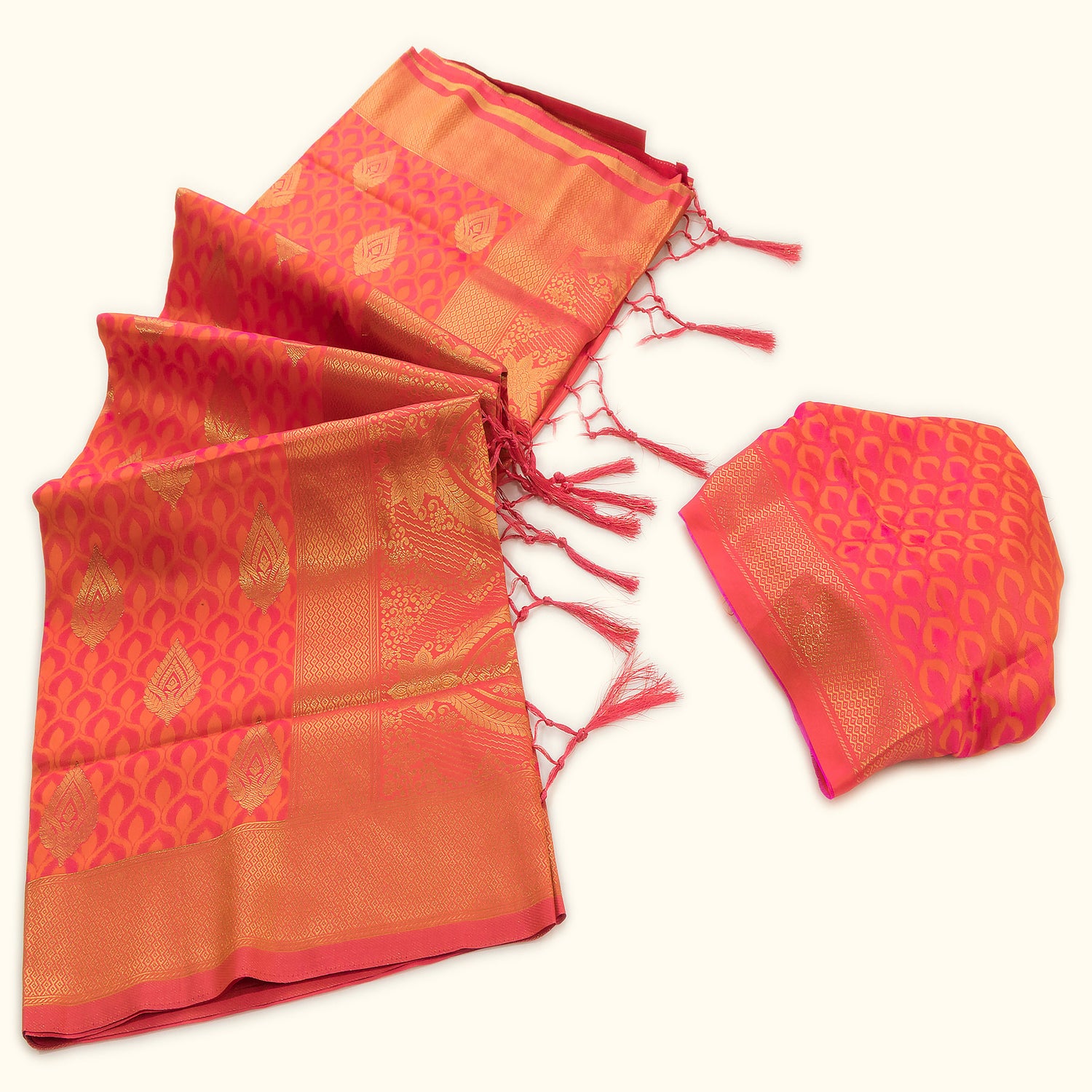 Vibrant Orange Banarasi Zari Saree