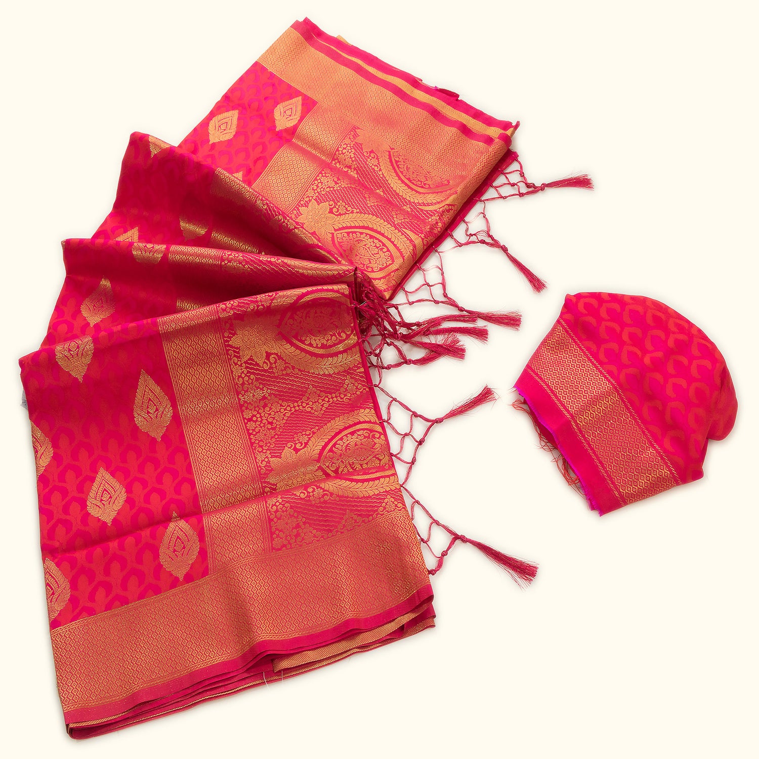 Pink Banarasi Silk Saree with Golden Pallu