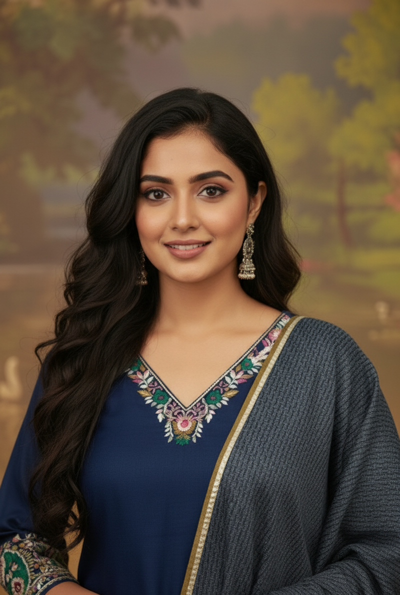 ROYAL BLUE CHANDERI SUIT SET