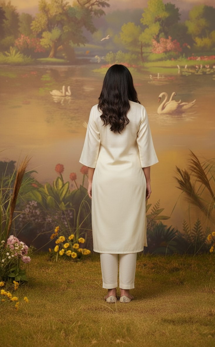 IVORY TISSUE SILK SUIT SET