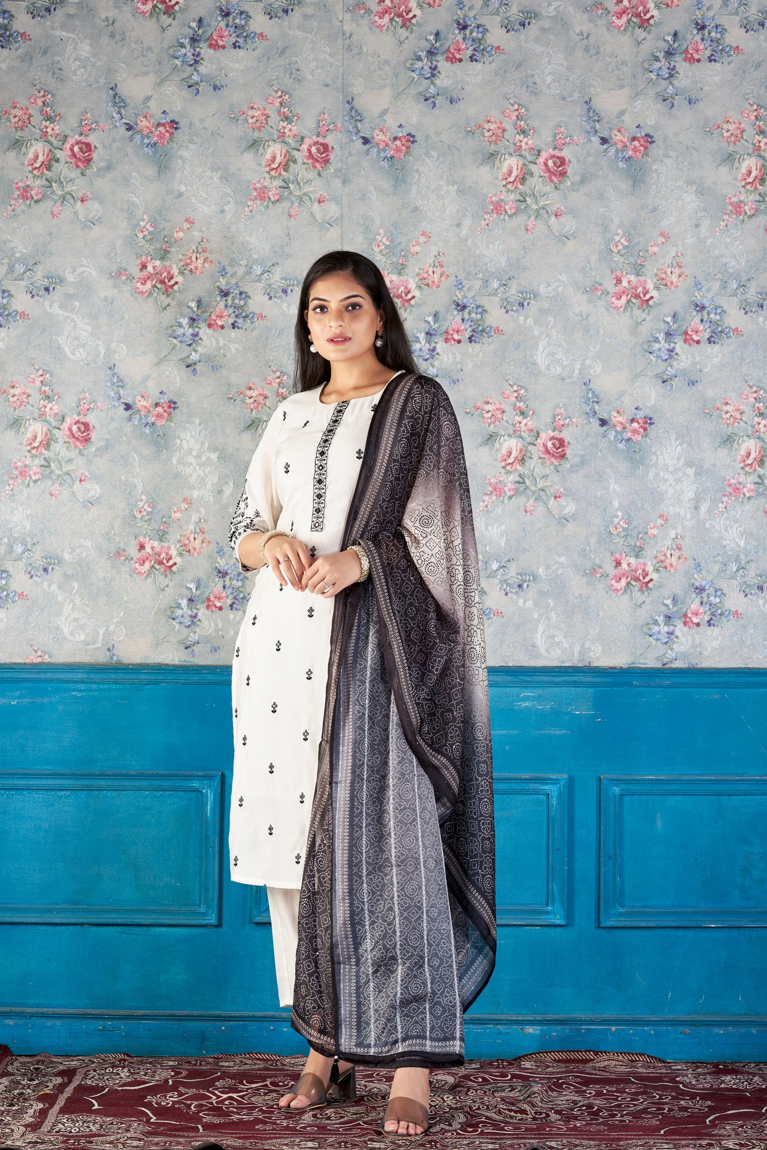 Ivory Serenity Romon Silk Kurta set with delicate embroidery