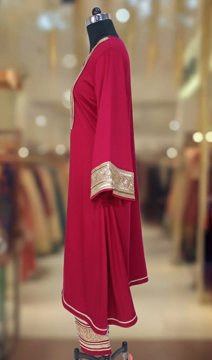 CRIMSON GAZI SILK SUIT SET