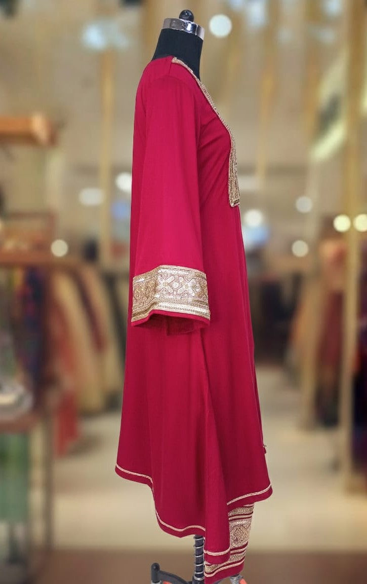CRIMSON GAZI SILK SUIT SET