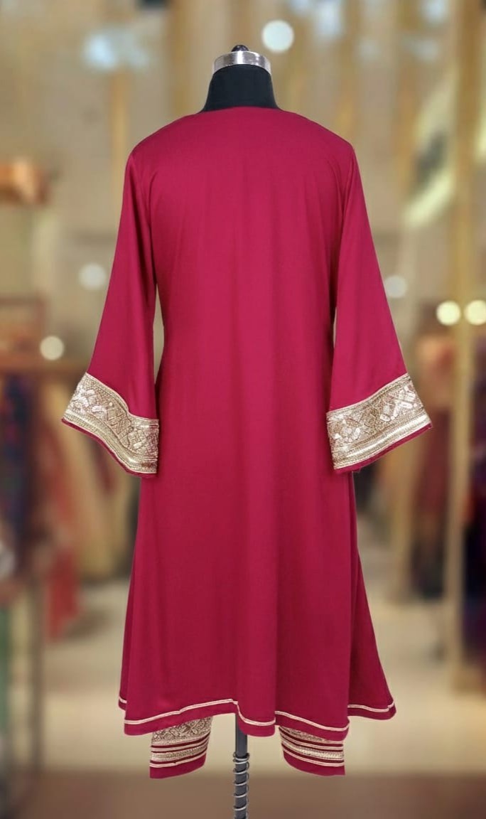 CRIMSON GAZI SILK SUIT SET