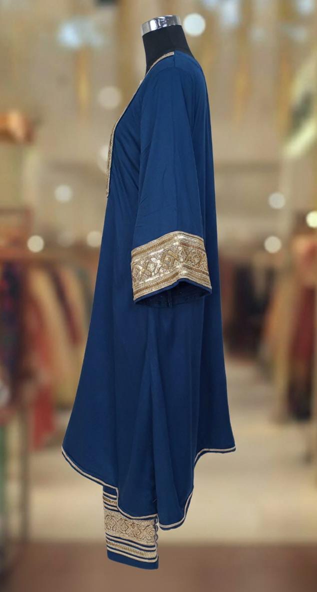 MIDNIGHT NAVY BLUE GAZI SILK SUIT SET