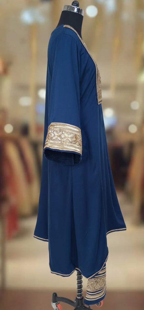 MIDNIGHT NAVY BLUE GAZI SILK SUIT SET