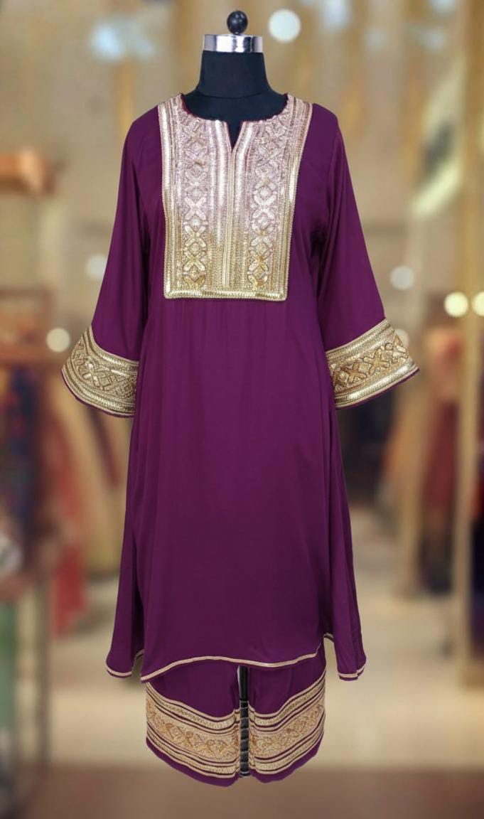 VIOLET GAZI SILK SUIT SET