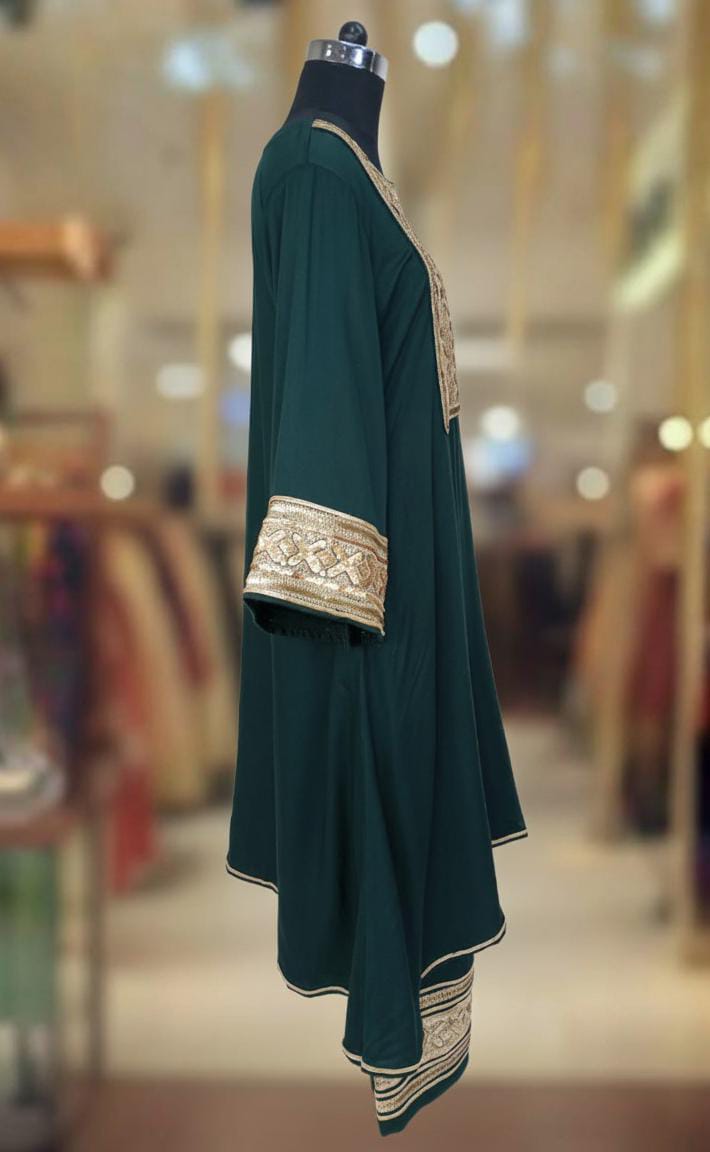 EMERALD GREEN GAZI SILK SUIT SET