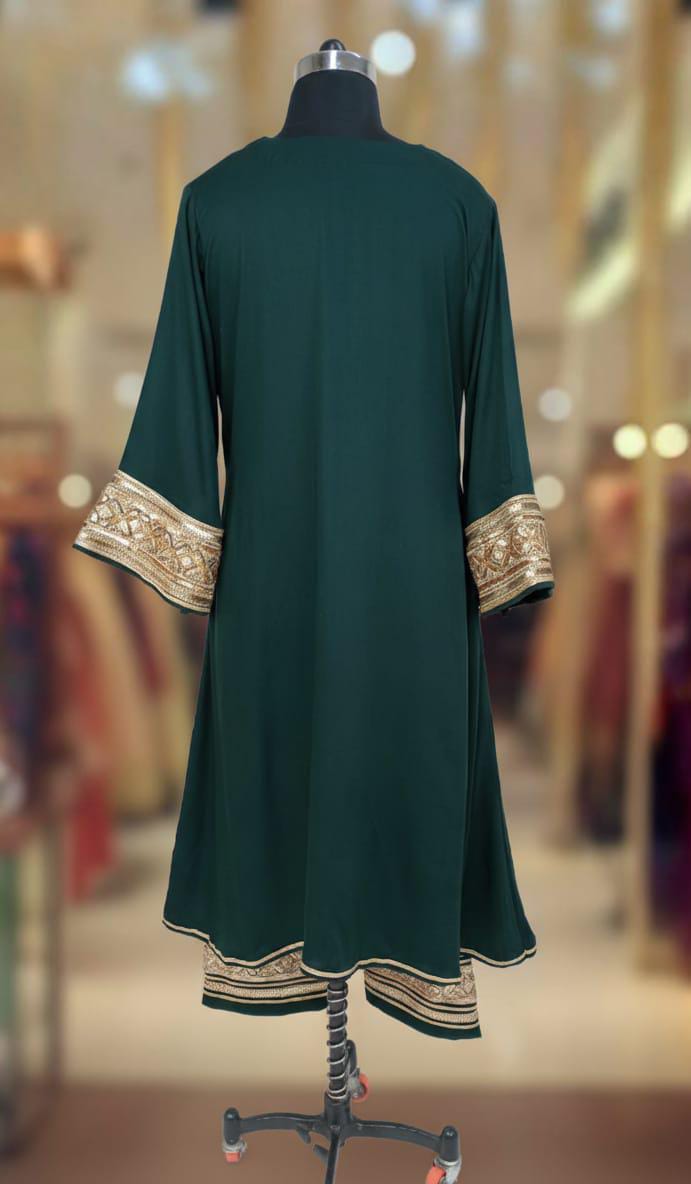 EMERALD GREEN GAZI SILK SUIT SET