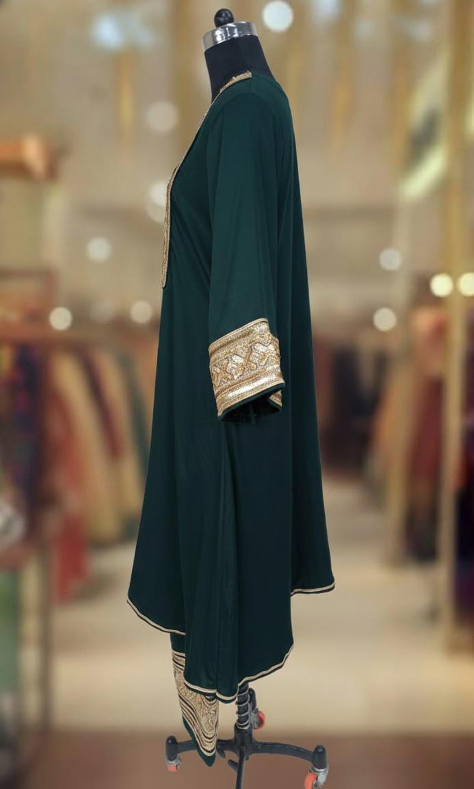EMERALD GREEN GAZI SILK SUIT SET