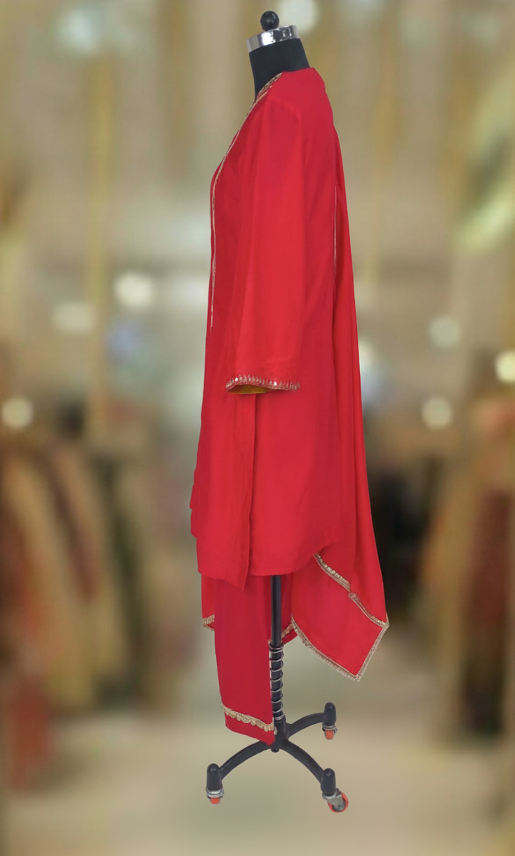 RED TUSSAR SILK SUIT SET