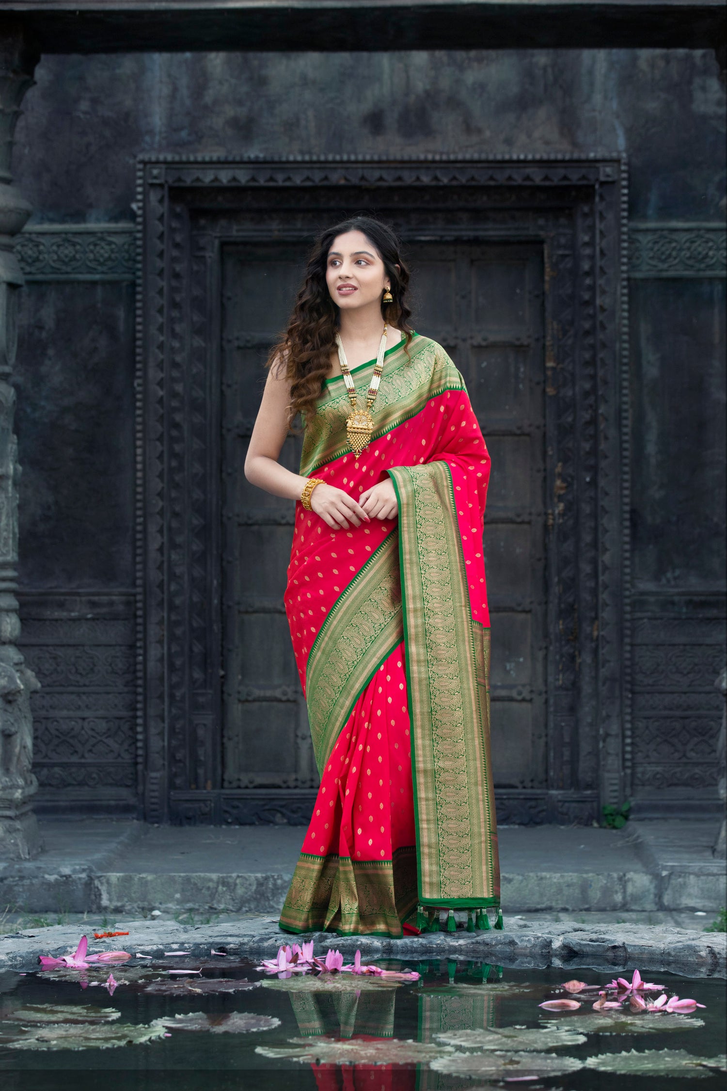 Red Zari Banarasi Silk Saree