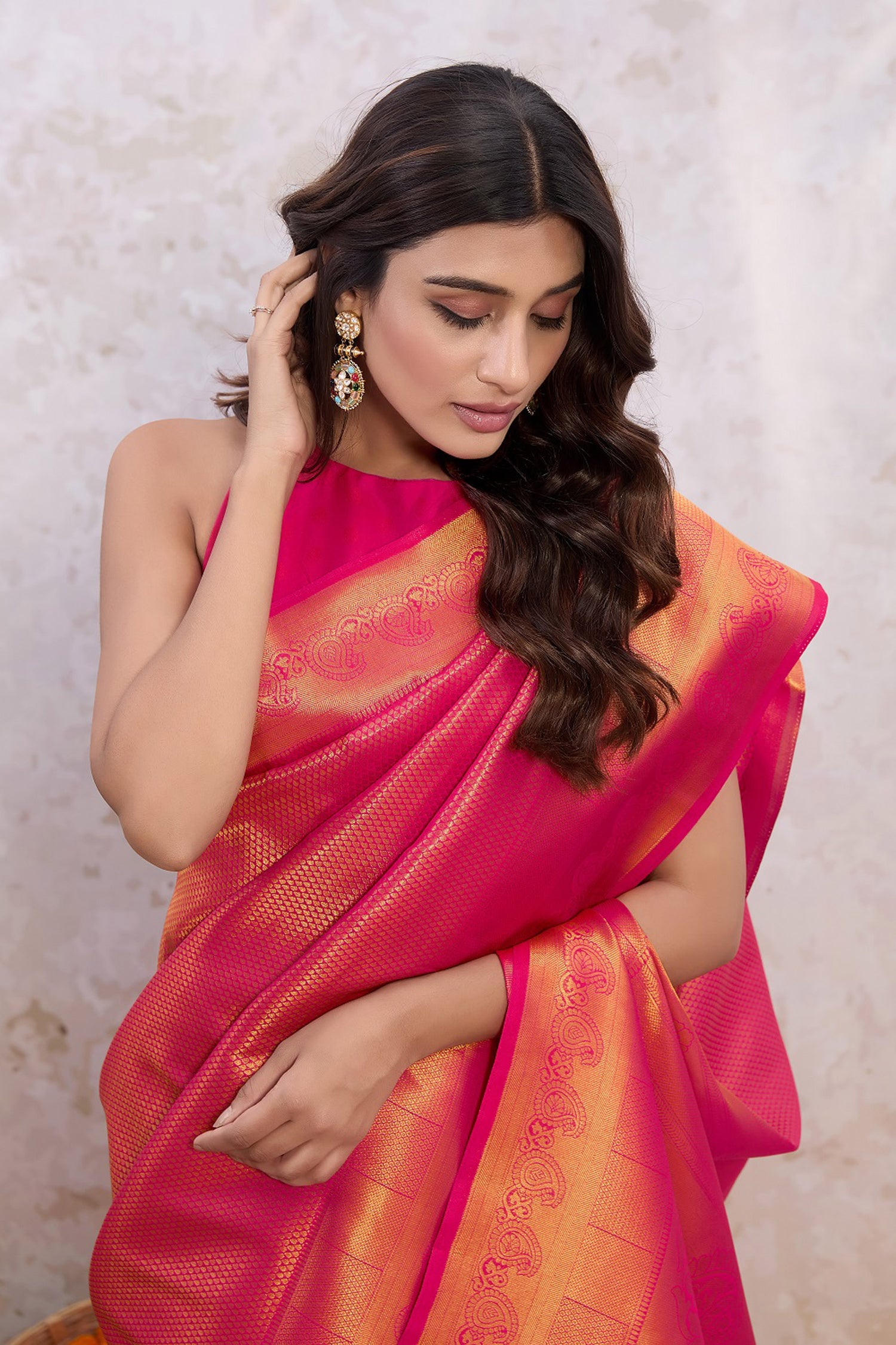 Pink Banarasi Zari Butti Saree