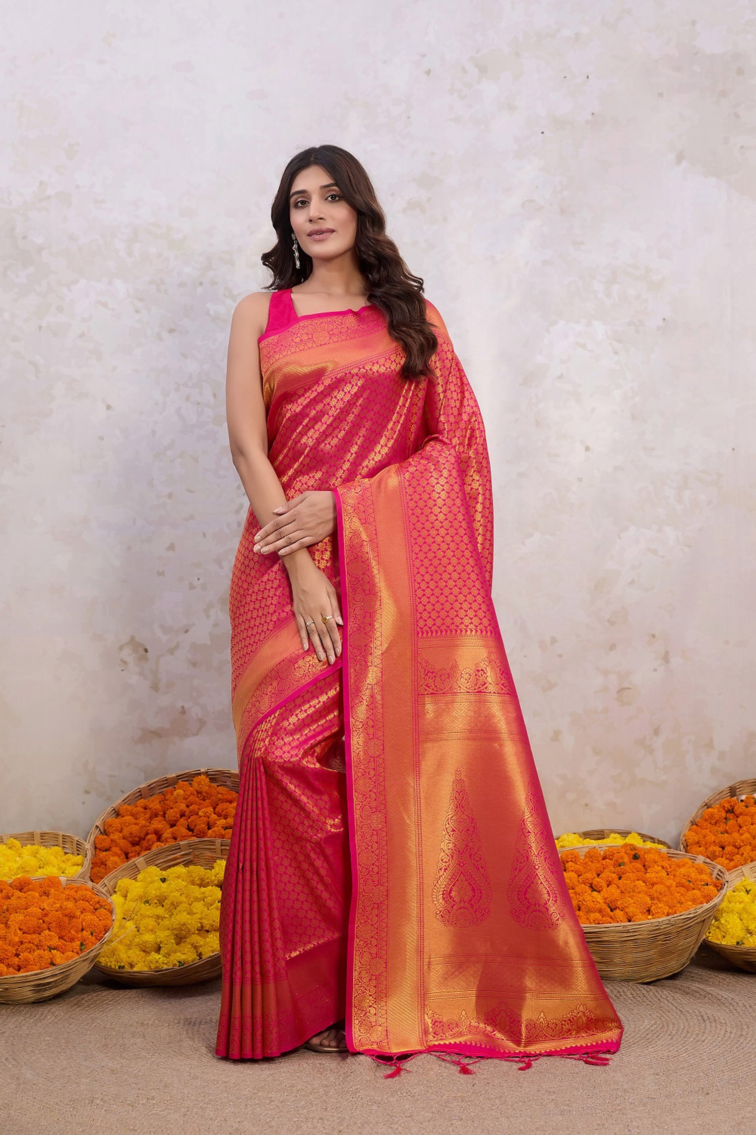 Pink Banarasi Zari Butti Saree