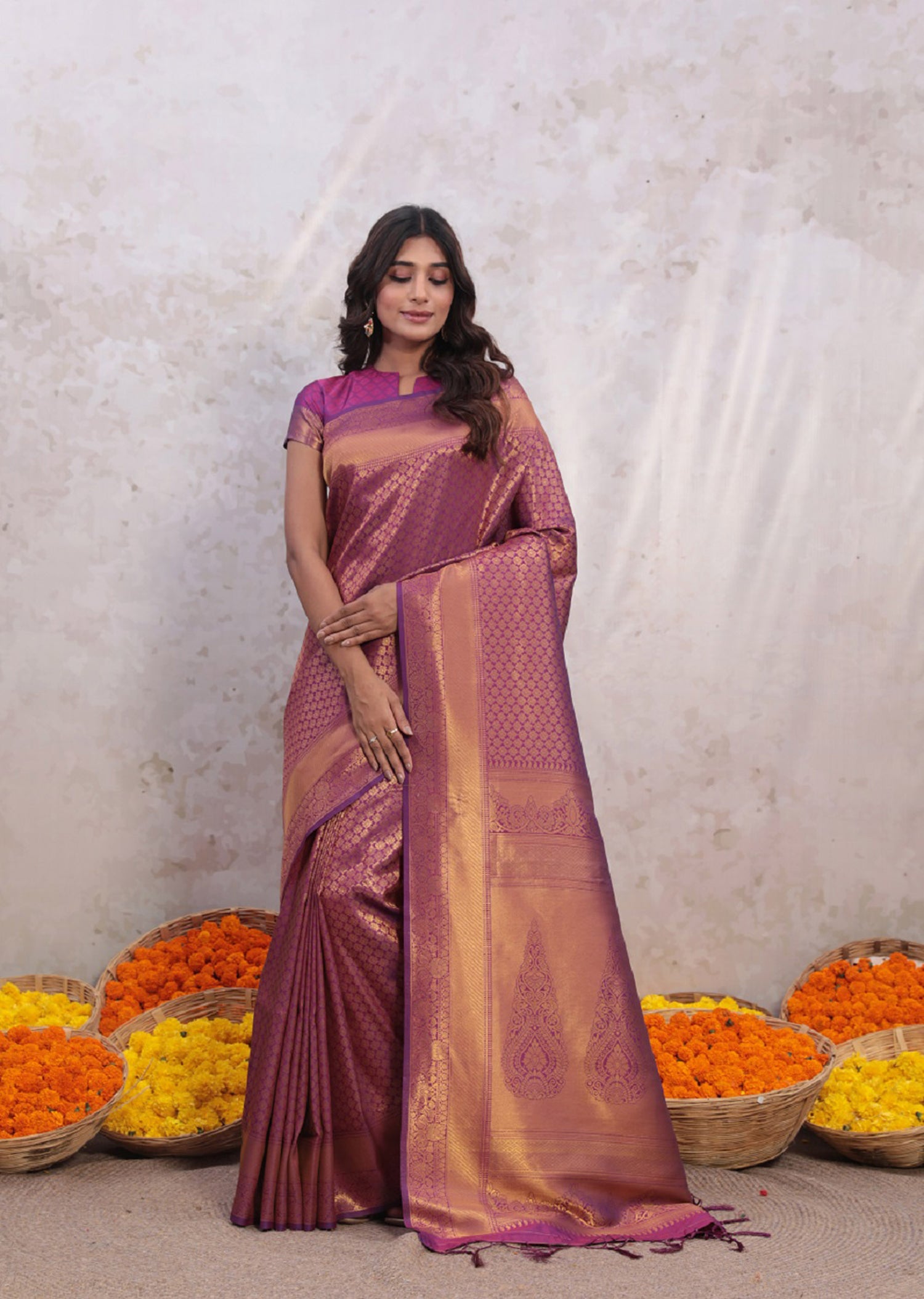 Violet Charm Banarasi Butti Saree