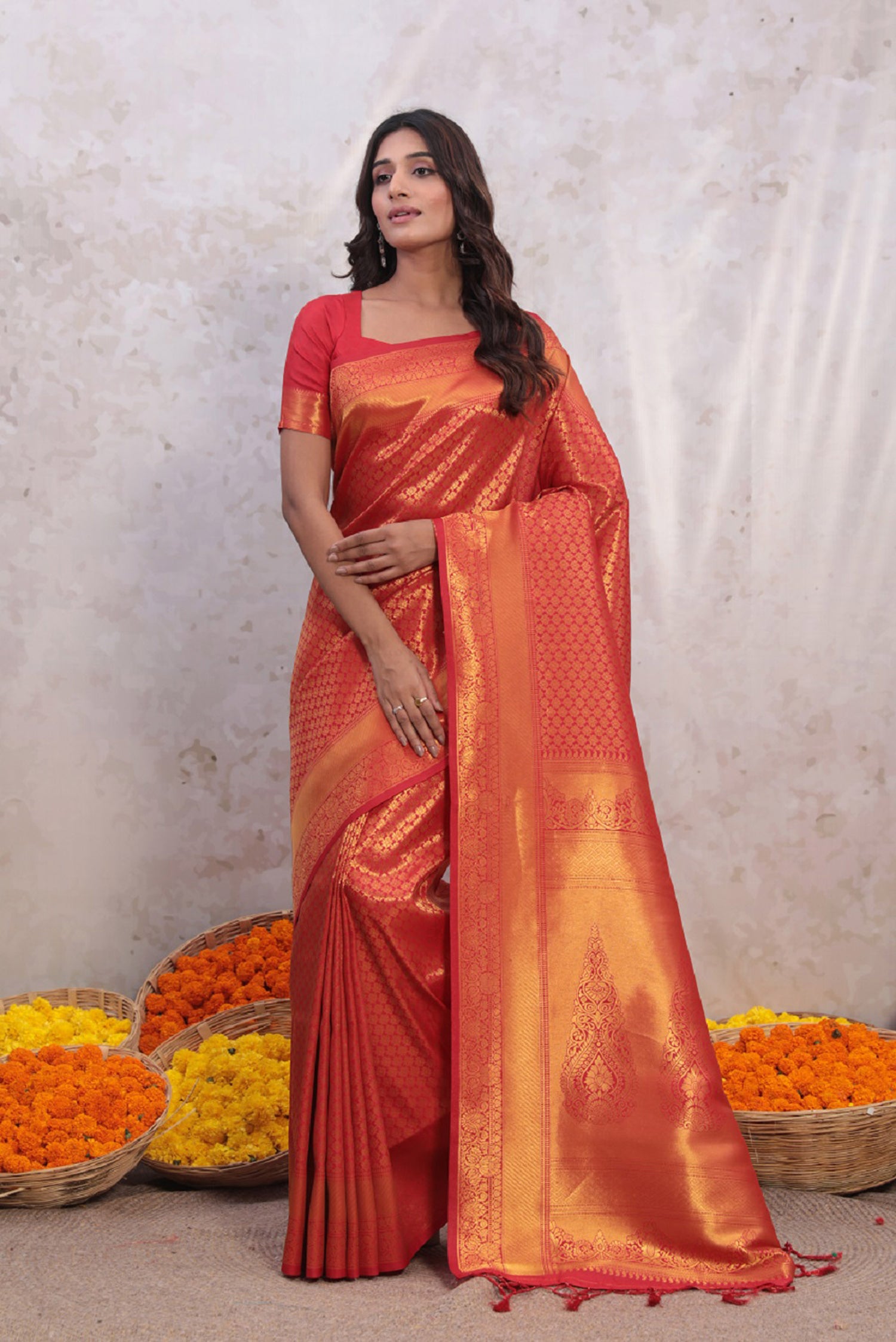 Traditional Red Banarasi Silk Saree