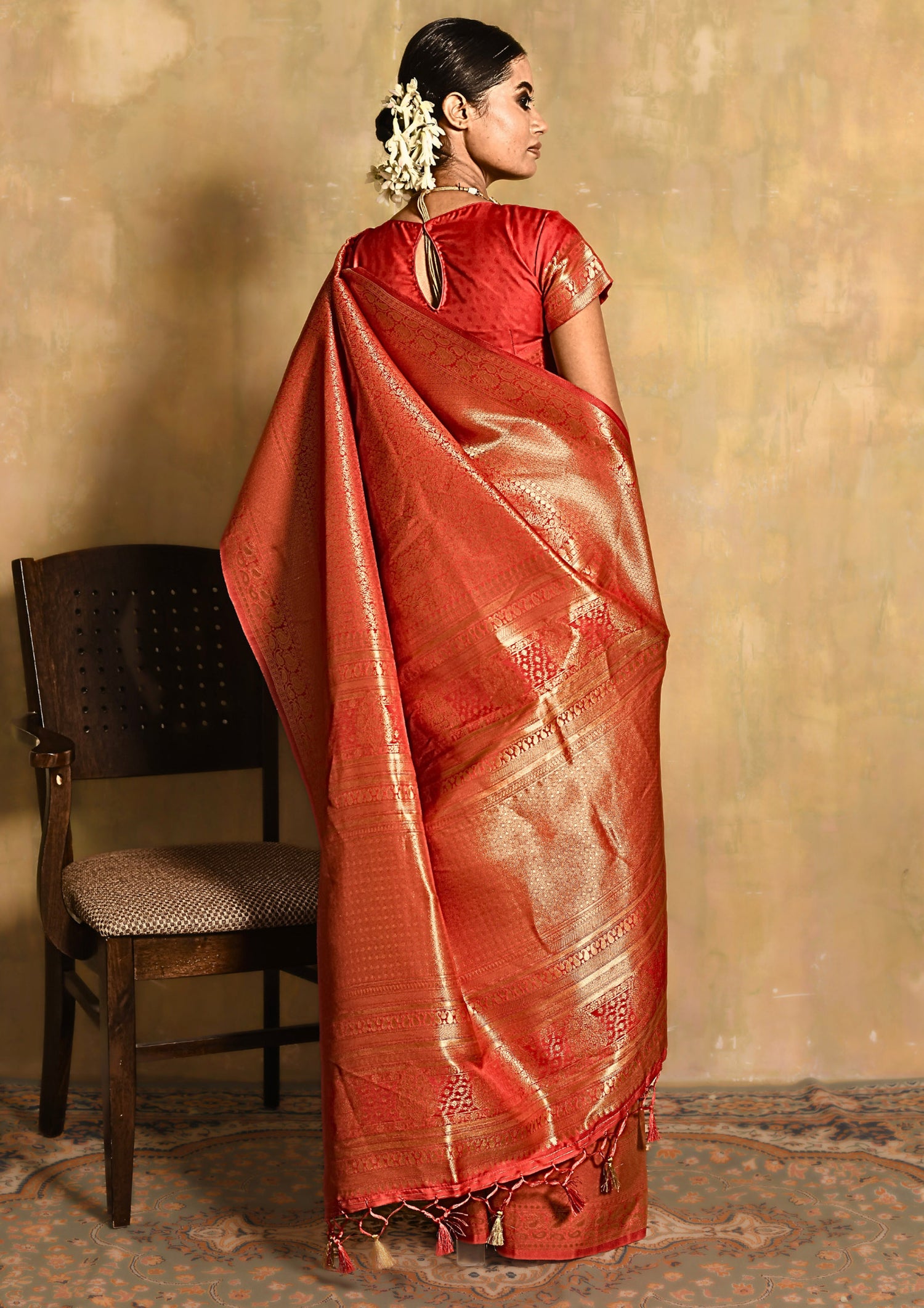 Red Regal Jaal Banarasi Silk Saree