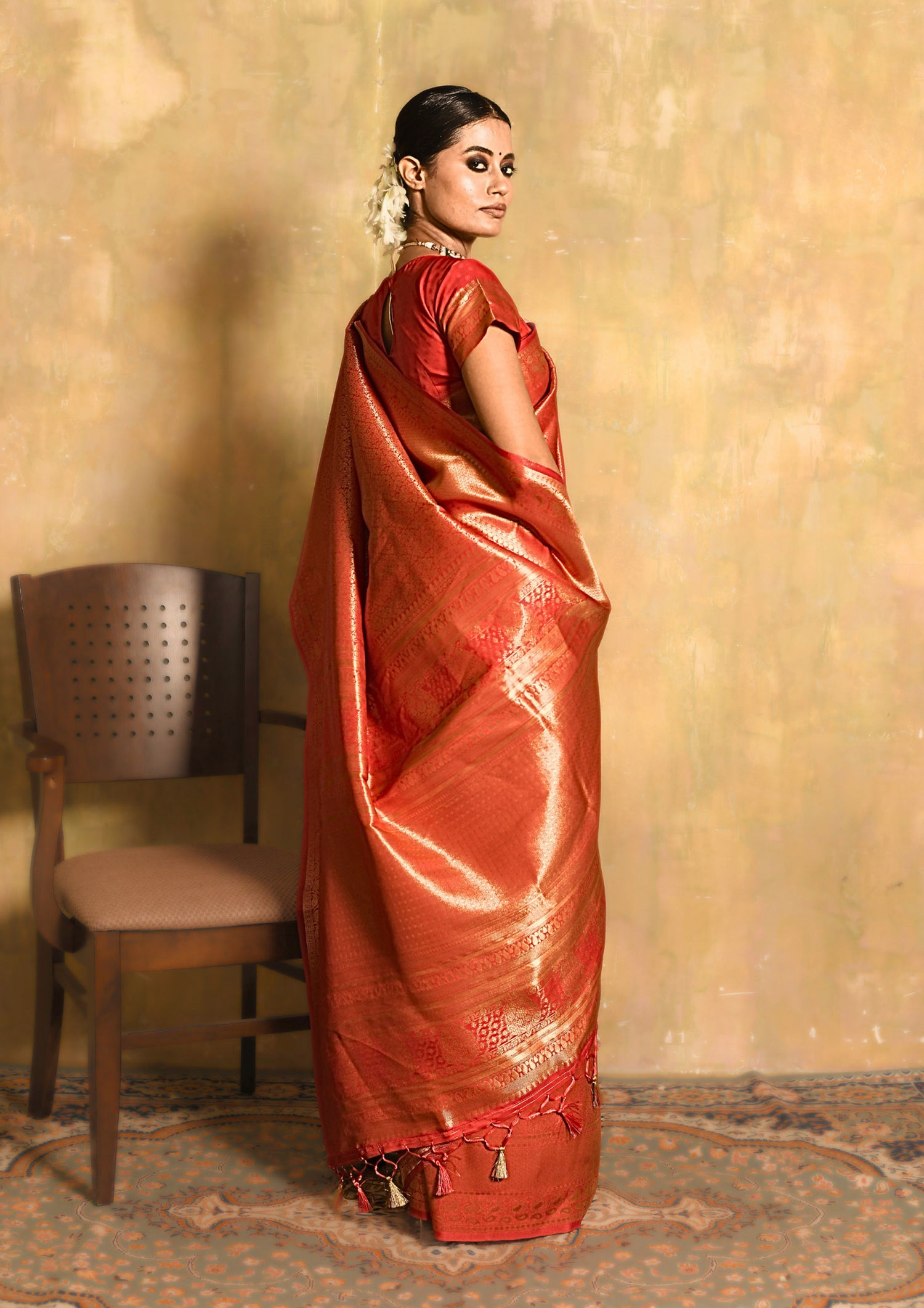 Red Regal Jaal Banarasi Silk Saree