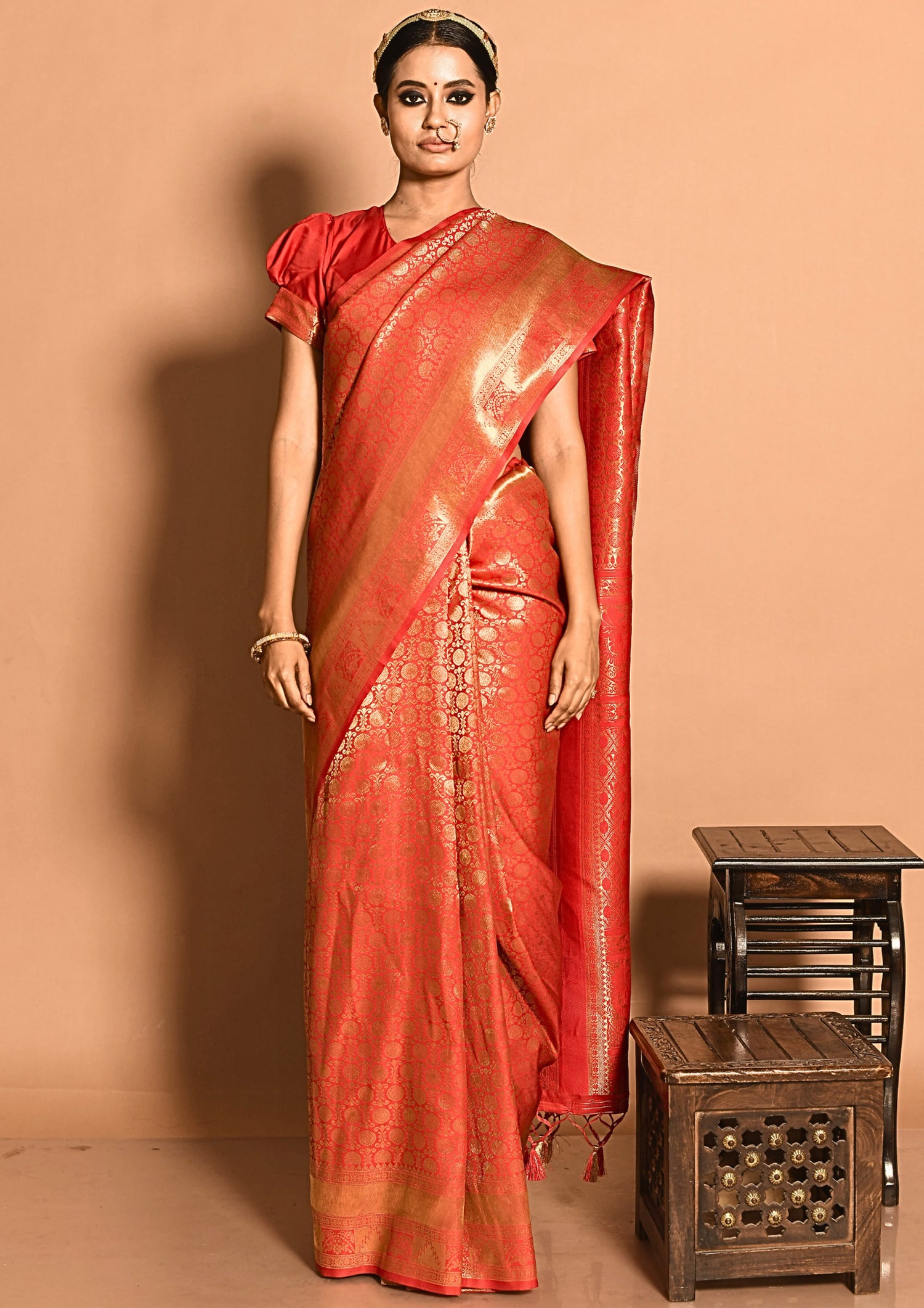 Crimson Banarasi Silk Saree